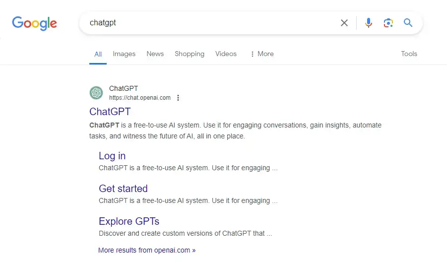 searching on google chatgpt