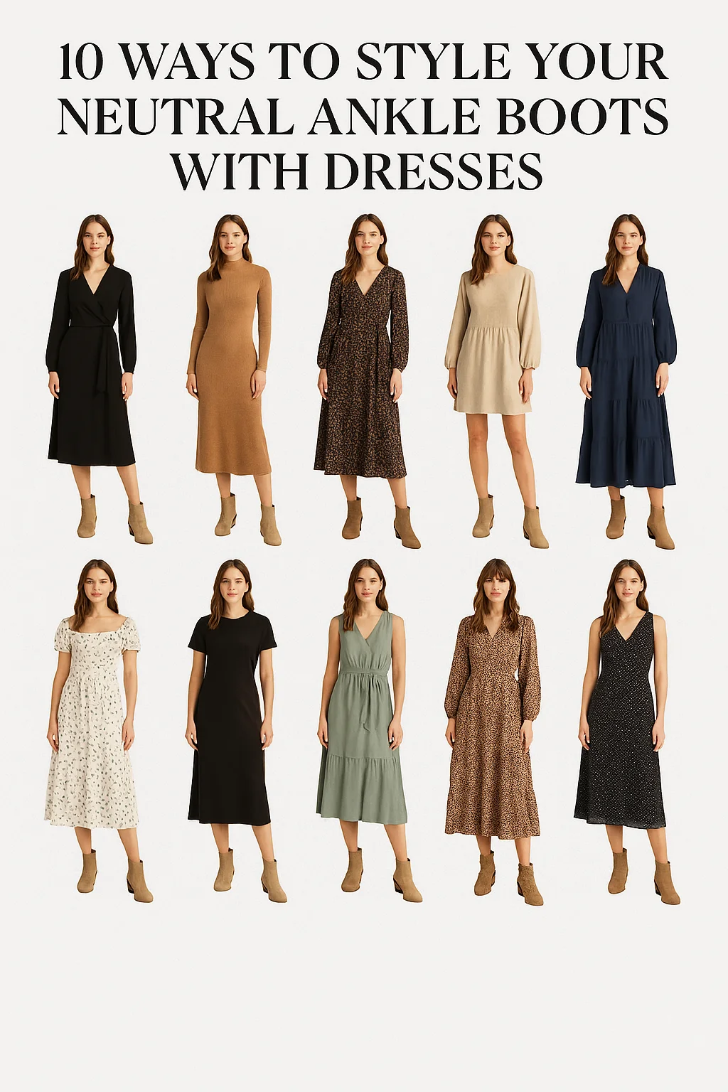 10 Ways to Style Your Neutral Ankle Boots with Dresses